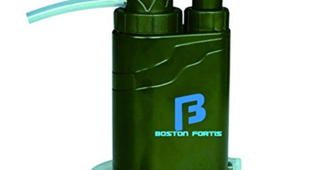 Boston Fortis Explorer Pro – Multifunctional Portable Outdoor Water Filter Purifier 0.1 Micron for Camping, Hiking, Backpacking, Traveling and Prepping, with 5 Additional Emergency Features