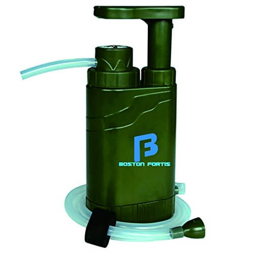 Boston Fortis Explorer Pro - Multifunctional Portable Outdoor Water Filter Purifier 0.1 Micron for Camping, Hiking, Backpacking, Traveling and Prepping, with 5 Additional Emergency Features - LivingObscure.com