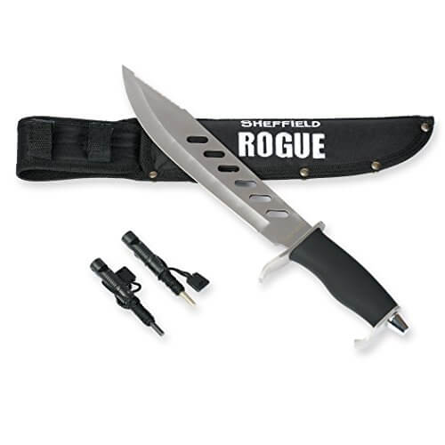 SHEFFIELD Rogue 10-inch Fixed Blade Hunting Knife W/ Bonus Sheath Firestarter Sharpener