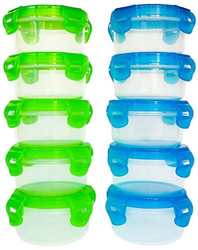 Elacra Baby Food Storage Containers BPA-Free Freezer Safe Microwavable Airtight Small Container Set, 10 Pack, 3.4oz - LivingObscure.com