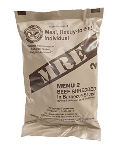 MRE (Meals Ready-to-Eat) Select Your Meal, Genuine US Military Surplus Meals (Shredded Beef Barbecue)
