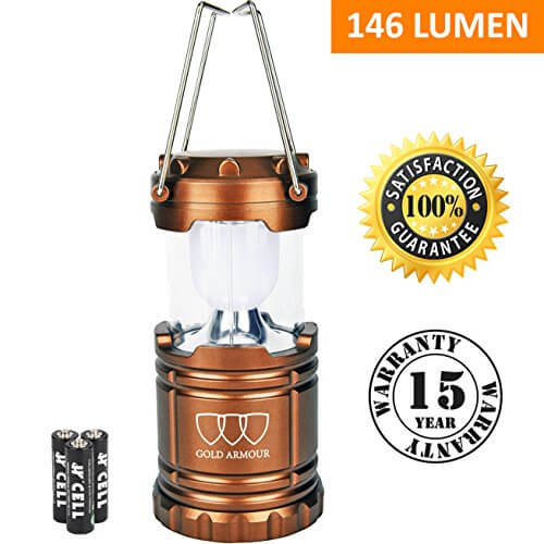 LED Camping Lantern Flashlight, Gold Armour Portable Outdoor Camping Equipment Camping Gear Tent Lights Camp Lamp, Hurricane Emergency Backpacking Outdoor, Best Gift for Men (3 AA Batteries Included) - LivingObscure.com
