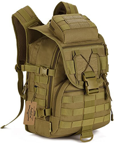 ArcEnCiel 40L Camping Bags Waterproof Molle System Backpack Military 3P Tad Tactical Backpack Assault Travel Bag Cordura -Rain Cover Included (Coyote Brown) - LivingObscure.com