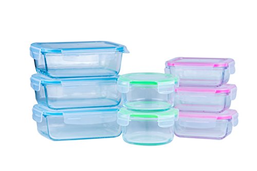 Elacra Glass Food Storage Containers Oven Safe Microwavable BPA-Free Spill Proof Airtight Lids (8 Pack) - LivingObscure.com