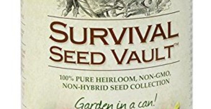 Survival Seed Vault Non-GMO Hardy Heirloom Seeds for Long-Term Emergency Storage – 20 Variety Pack in a Sturdy Can