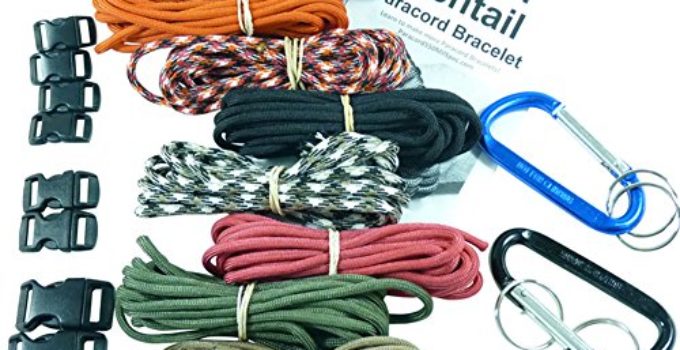 Milspec Montage Bracelet Kit – 550 Paracord, Buckles, Carabiners, Key Rings, Written Instructions & 2 eBooks. Made in US. 8 Colors Paracord = 80 Ft.